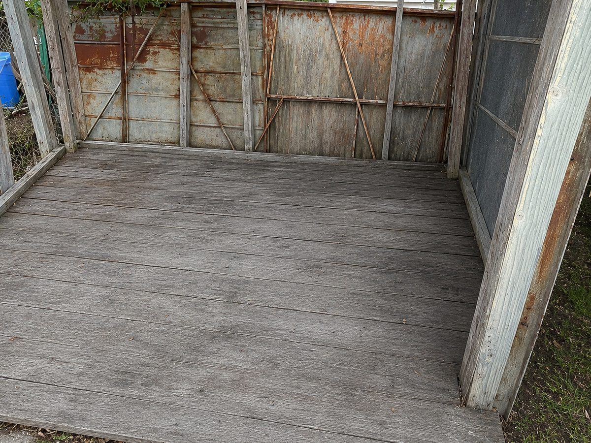 Shed floor swept clean
